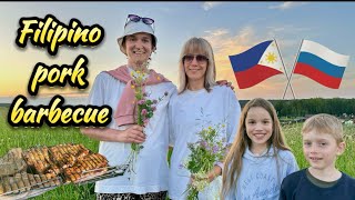 Filipino pork barbecue  cooking according to Filipino in Russia [upl. by Yecnay203]