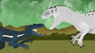 Dinosaurs cartoons battles Indoraptor vs Indominus Rex DinoMania [upl. by Amie]