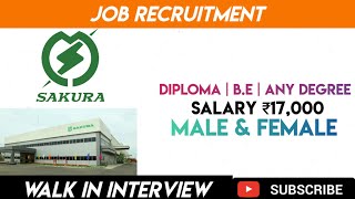 Sakura Autoparts India Pvt Ltd Job VacancyMale amp FemaleChennai JobsFresher JobsMnc Jobs [upl. by Etteuqaj]