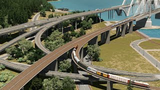 Building BIG Port Infrastructure Roads Highways Rail in Cities Skylines [upl. by Idner]