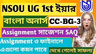 NSOU UG 1st Yr Bengali Honours CCBG3 Assignment Answer Suggestion 2024Bengali honours ccbg3 SAQ [upl. by Lantz621]