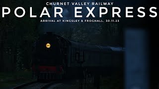 CHURNET VALLEY RAILWAY POLAR EXPRESS ARRIVAL AT KINGSLEY amp FROGHALL 301123 S160 6046 amp 33102 [upl. by Ehcrop]