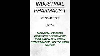 Industrial pharmacy15th semunit4Formulation of injectionspharmacy shorts [upl. by Thgiled]