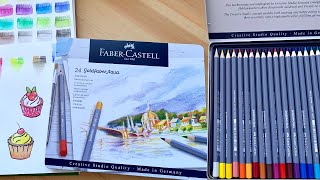 FaberCastell 24 Goldfaber Aqua Watercolour Pencils Unboxing  Swatches  Drawing [upl. by Rehprotsirhc426]