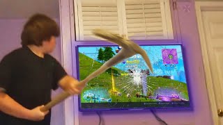 Kid DESTROYS 4000 TV over Fortnite RAGE [upl. by Evalyn]