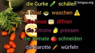 Kochen lernen Deutsch lernen die Gurke schälen der Salat waschen die Dose öffnen die Zitrone pr [upl. by Falk]