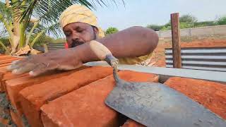 Excellent Techniques of Sill level Construction of brick workSand and cement mixer mortar [upl. by Segalman]