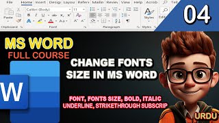 Change Font and fonts Size in MS Word Bold Italic Underline Strikethrough Superscript in MS 4 [upl. by Luise]