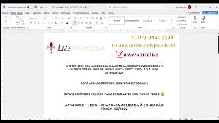 ATV 1  MAPA EDU  ANATOMIA APLICADA À EDUCAÇÃO FÍSICA 031 99921 5528 [upl. by Nilyam215]