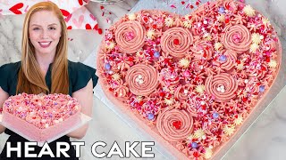 How to Make a Heart Shaped Cake  Strawberry Vanilla with Strawberry Buttercream [upl. by Zahara]