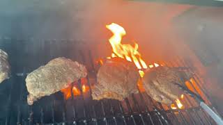 Grilling Ribeyes on CharGriller gravity fed 980 [upl. by Kynthia]