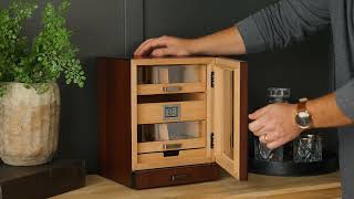 Luca Humidor Cabinet Rich Brown Walnut Finish 80100 Cigars [upl. by Granniah]