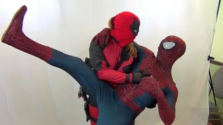 LADY DEADPOOL hits on SPIDERMAN Real Life Marvel Superhero Movie [upl. by Neelia401]