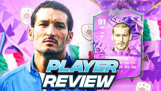 91 ULTIMATE BIRTHDAY EVOLUTION ZAMBROTTA PLAYER REVIEW  FC 24 Ultimate Team [upl. by Irmine616]