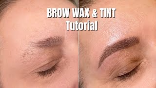 BROW WAX amp TINT TUTORIAL  Step by Step  Licensed Esthetician [upl. by Turk]