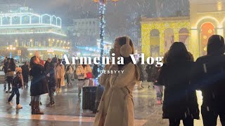 ARMENIA VLOG ✨  E2 apartment tour snowfall in the city grocery haul local food day 1 [upl. by Anomar]