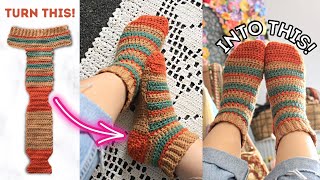 how to crochet socks using the EASIEST METHOD ever You will not believe this Beginner friendly [upl. by Trula678]