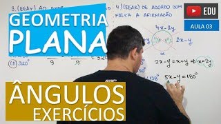 ⭕ Exercícios sobre ângulos  GEOMETRIA PLANA aula 03 [upl. by Ennaej369]