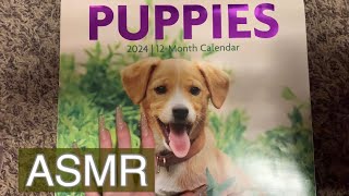 ASMR  2024 DOG CALENDAR  PAGE TURNING AND RAMBLING  BACKGROUND NOISE  WHITE NOISE FOR SLEEP [upl. by Nnylsor914]