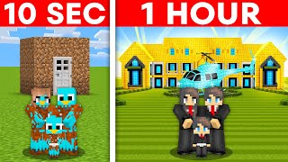 10 Seconds vs 1 Hour  MILLIONAIRE FAMILY House Build Challenge in Minecraft [upl. by Aicirtap]