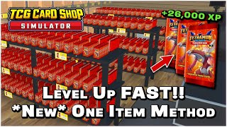 HOW TO HIT LEVEL 100  26000 XP PER DAY  UPDATED One Item Method  TCG Card Shop Simulator [upl. by Eniamrej]