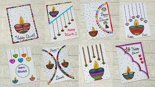 DIY Top 8 Diwali greeting cards 2024  Handmade Diwali card making ideas  Happy Diwali cards easy [upl. by Noryak599]