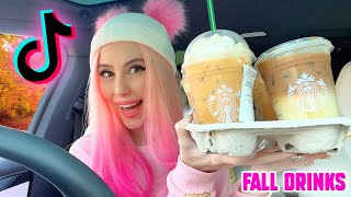 Trying VIRAL FALL TikTok Starbucks Drinks [upl. by Llertnahs]