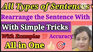 All types of sentences l Rearrange the sentence with simple tricks👍🏻💯🎯 englishgrammar education [upl. by Strade]