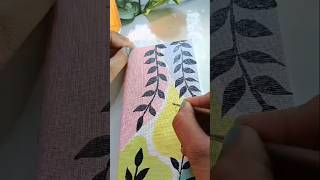 Easy panting  black leaf 🍀 design painting artandcraft youtubeshorts shortvideo [upl. by Eissirk]