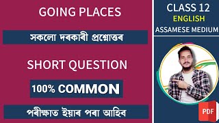 Going Places HS 2nd Year Important Questions Answers for AHSEC 2024  Going Places Class 12 English [upl. by Mesics]