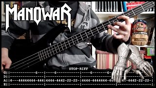 MANOWAR  Gloves of metal 🦾 bass cover wTabs amp lyrics [upl. by Littman]