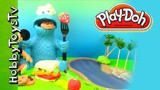 PLAYDOH Picnic with Cookie Monster Little Einstein Angry Bird Steals SandwichDisney HobbyToysTV [upl. by Cris41]