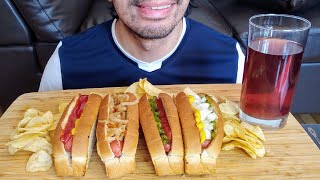 HOTDOGS AND CRUNCHY CHIPS FAST FOOD ASMR MUKBANG EATING SHOW [upl. by Cormac]