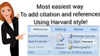 How to add citation and references using Harvard referencing style in Microsoft Word selfeducate [upl. by Koeppel768]