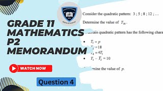 GRADE 11 DBE NOVEMBER 2022  MATHS P1  WISKUNDE V1  MEMORANDUM  NUMBER PATTERNS QUESTION 4 [upl. by Buerger392]