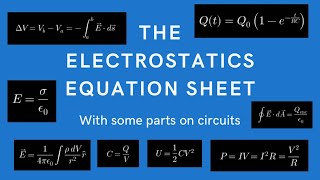 A review of an electrostatics and circuits equation sheet for university level electromagnetism [upl. by Toddy]