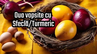 Oua vopsite natural cu sfecla rosie si turmeric in doar 10 minute inveti [upl. by Asilad]