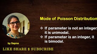 Mode of Poisson Distribution  by Sapna billionaireicon3311 [upl. by Rosemary375]