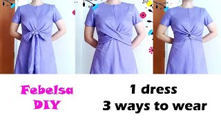 V018 How to make 1 dress wear 3 ways twist cross ribbon tie  May đầm 3 kiểu mặc [upl. by Farlie]