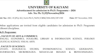 Kalyani University New PhD Admission 2024  Ongoing PhD Admission [upl. by Atekal]