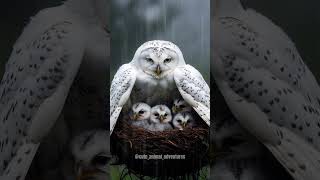 Mother Owl Protects Her Owlets From The Rain birds rain owl mother [upl. by Akkeber]