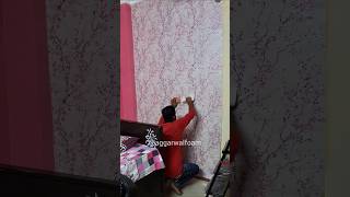 DIWALI 🎇 Room Makeover Ideas  Wallpaper Installation on 10x10 wall  How to fix Wallpapers easy way [upl. by Tteraj]