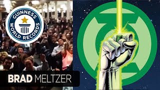 Brad Meltzer breaks Guinness Record while doing Green Lantern Oath with decoder rings [upl. by Tolley270]