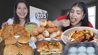 10 Seconds Street Food Challenge  Golgappa Pizza Burger Vada Pav Rasgulla Aloo Tikki Challenge [upl. by Cutcheon128]