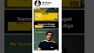 Tag your teammates Jisne itne coin nahi dekha funny bgmi belikebro pubg [upl. by Neelasor396]