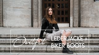 OUTFIT Lederjacke mit Nieten und Biker Boots  andysparkles [upl. by Rosinski]