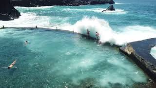 Los Gigantes en Tenerife  Awesome Wild Water Action in Natural Pool [upl. by Mcgray]