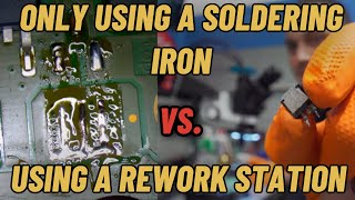 HOW TO REPLACE MOSFETIGBT WITHOUT A REWORK STATION VS WITH A REWORK STATION [upl. by Giselbert]