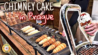 Chimney Cake Trdelnik Making in Prague  Dessert Cafe Vlog [upl. by Ardnued]