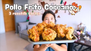 3 Tipos de Pollo Frito Coreano Facil [upl. by Enilesor441]